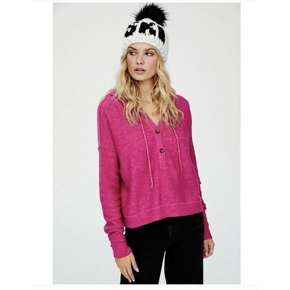 FREE PEOPLE Parline Cozy Henley Button Sweater